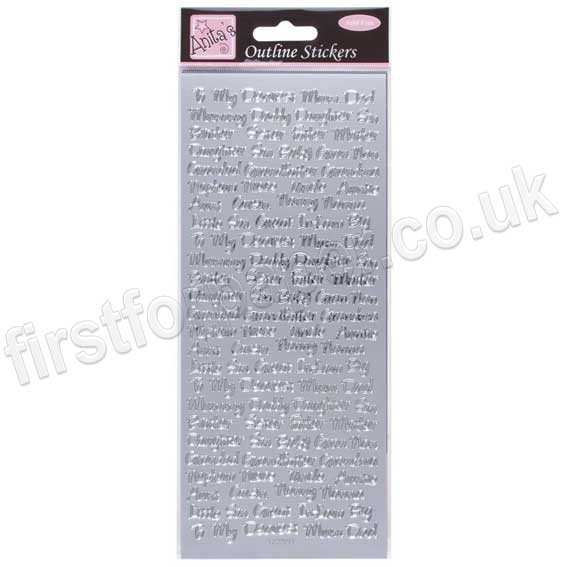 Sticker Sheet Anita's Outline Silver Relative Messages