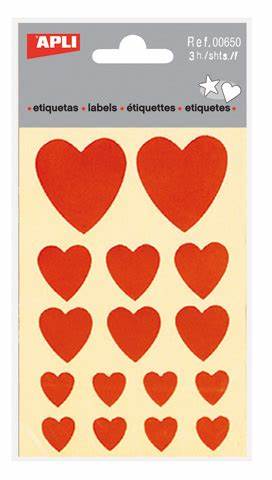 Stickers Apli Red Hearts