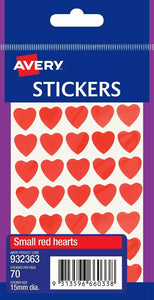 Stickers Avery Small Red Hearts