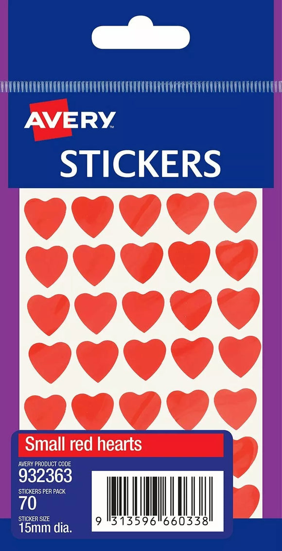 Stickers Avery Small Red Hearts