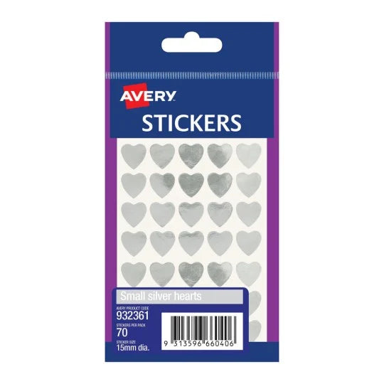 Stickers Avery Small Silver Hearts