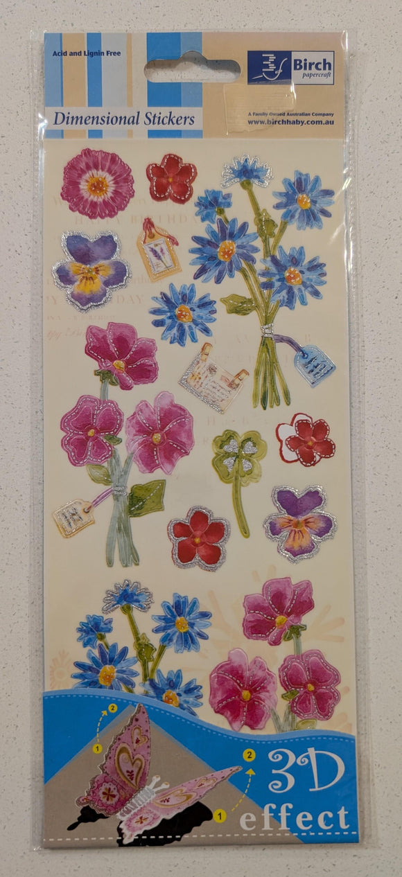 Stickers Birch Dimensional Flowers a