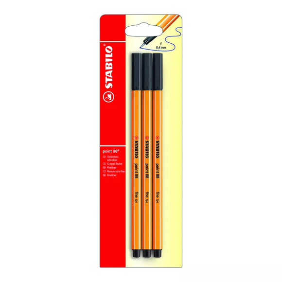 Fineliner Stabilo Point 88 0.4mm Black 3 Pack